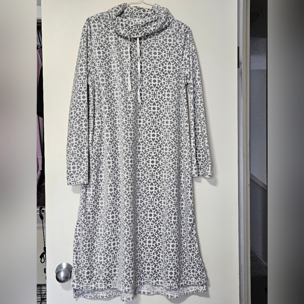 Carole Hochman Cozy Fleece Nightgown PJs With Adjustible Neck - Grey Small